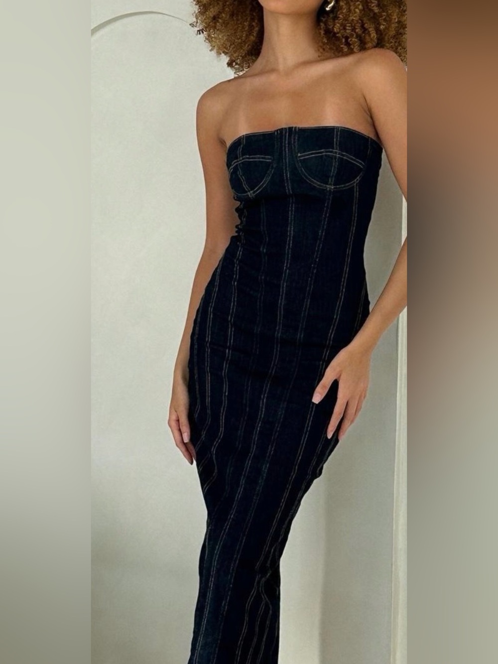 Zara Fitted Denim Bodycon Corset dress| size small | worn once